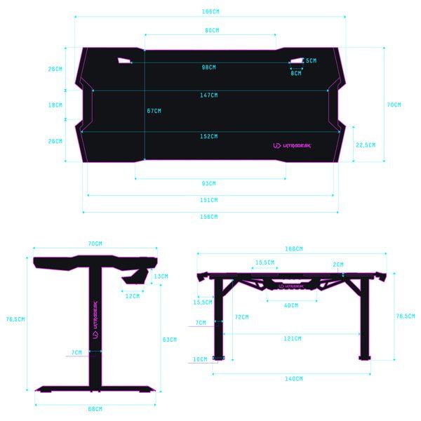 ULTRADESK herní stůl FORCE - červený, 166x70 cm, 76.5 cm, s XXL podložkou pod myš, držák sluchátek aj nápojů, RGB ULTRADESK herní stůl FORCE - červený, 166x70 cm, 76.5 cm, s XXL podložkou pod myš, držák sluchátek aj nápojů, RGB