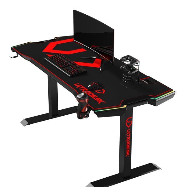 ULTRADESK herní stůl FORCE - červený, 166x70 cm, 76.5 cm, s XXL podložkou pod myš, držák sluchátek aj nápojů, RGB ULTRADESK herní stůl FORCE - červený, 166x70 cm, 76.5 cm, s XXL podložkou pod myš, držák sluchátek aj nápojů, RGB