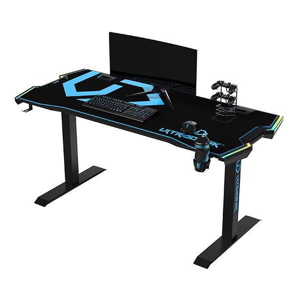 ULTRADESK herní stůl FORCE - modrý, 166x70 cm, 76.5 cm, s XXL podložkou pod myš, držák sluchátek aj nápojů, RGB ULTRADESK herní stůl FORCE - modrý, 166x70 cm, 76.5 cm, s XXL podložkou pod myš, držák sluchátek aj nápojů, RGB
