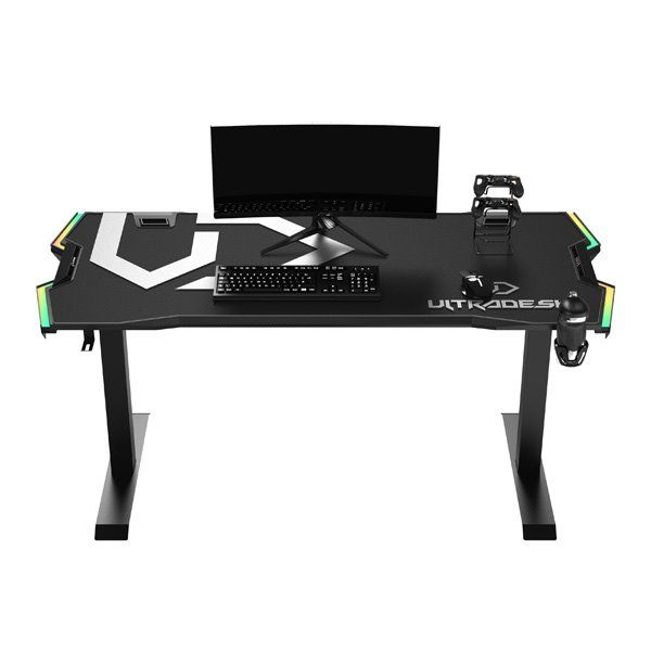ULTRADESK herní stůl FORCE - šedý, 166x70 cm, 76.5 cm, s XXL podložkou pod myš, držák sluchátek aj nápojů, RGB ULTRADESK herní stůl FORCE - šedý, 166x70 cm, 76.5 cm, s XXL podložkou pod myš, držák sluchátek aj nápojů, RGB