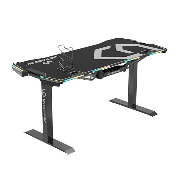 ULTRADESK herní stůl FORCE - šedý, 166x70 cm, 76.5 cm, s XXL podložkou pod myš, držák sluchátek aj nápojů, RGB ULTRADESK herní stůl FORCE - šedý, 166x70 cm, 76.5 cm, s XXL podložkou pod myš, držák sluchátek aj nápojů, RGB