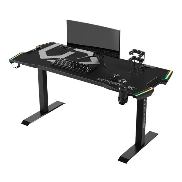 ULTRADESK herní stůl FORCE - šedý, 166x70 cm, 76.5 cm, s XXL podložkou pod myš, držák sluchátek aj nápojů, RGB ULTRADESK herní stůl FORCE - šedý, 166x70 cm, 76.5 cm, s XXL podložkou pod myš, držák sluchátek aj nápojů, RGB