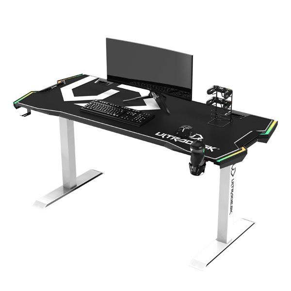ULTRADESK herní stůl FORCE SNOW - bílý, 166x70 cm, 76.5 cm, s XXL podložkou pod myš, držák sluchátek aj nápojů, RGB ULTRADESK herní stůl FORCE SNOW - bílý, 166x70 cm, 76.5 cm, s XXL podložkou pod myš, držák sluchátek aj nápojů, RGB