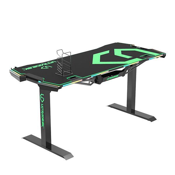 ULTRADESK herní stůl FORCE - zelený, 166x70 cm, 76.5 cm, s XXL podložkou pod myš, držák sluchátek aj nápojů, RGB ULTRADESK herní stůl FORCE - zelený, 166x70 cm, 76.5 cm, s XXL podložkou pod myš, držák sluchátek aj nápojů, RGB