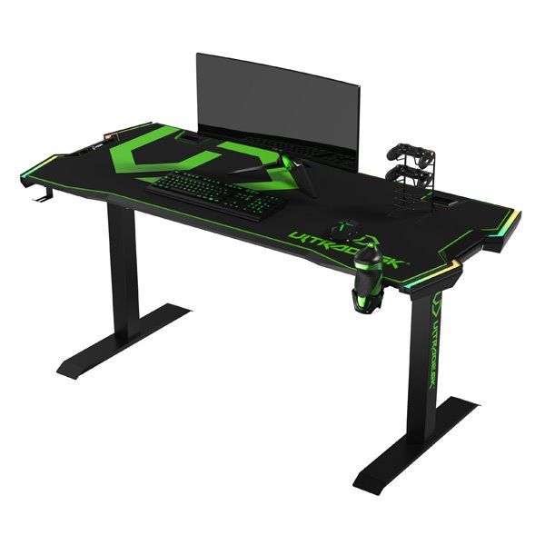 ULTRADESK herní stůl FORCE - zelený, 166x70 cm, 76.5 cm, s XXL podložkou pod myš, držák sluchátek aj nápojů, RGB ULTRADESK herní stůl FORCE - zelený, 166x70 cm, 76.5 cm, s XXL podložkou pod myš, držák sluchátek aj nápojů, RGB