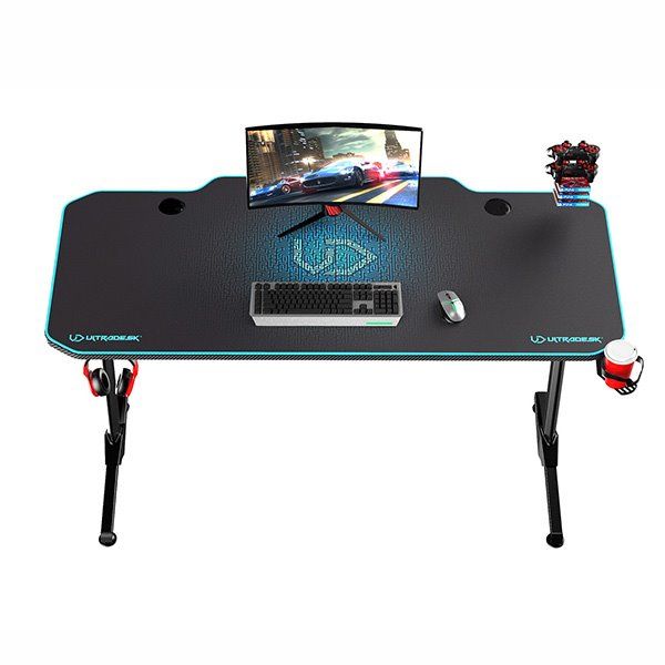 ULTRADESK herní stůl FRAG - BLUE, 140x66 cm, 76 cm, s XXL podložkou pod myš, s ultradesk BEAM, držák sluchátek ULTRADESK herní stůl FRAG - BLUE, 140x66 cm, 76 cm, s XXL podložkou pod myš, s ultradesk BEAM, držák sluchátek
