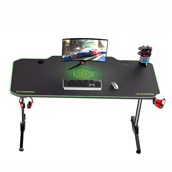 ULTRADESK herní stůl FRAG - GREEN, 140x66 cm, 76 cm, s XXL podložkou pod myš, s ultradesk BEAM, držák sluchátek ULTRADESK herní stůl FRAG - GREEN, 140x66 cm, 76 cm, s XXL podložkou pod myš, s ultradesk BEAM, držák sluchátek