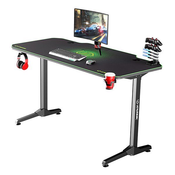 ULTRADESK herní stůl FRAG - GREEN, 140x66 cm, 76 cm, s XXL podložkou pod myš, s ultradesk BEAM, držák sluchátek ULTRADESK herní stůl FRAG - GREEN, 140x66 cm, 76 cm, s XXL podložkou pod myš, s ultradesk BEAM, držák sluchátek