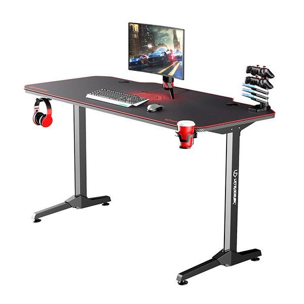 ULTRADESK herní stůl FRAG - RED, 140x66 cm, 76 cm, s XXL podložkou pod myš, s ultradesk BEAM, držák sluchátek ULTRADESK herní stůl FRAG - RED, 140x66 cm, 76 cm, s XXL podložkou pod myš, s ultradesk BEAM, držák sluchátek