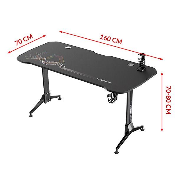 ULTRADESK herní stůl GRAND BLUE, 160x75 cm, 70-80 cm, 3 úrovne výšky, s XXL podložkou pod myš, držák sluchátek ULTRADESK herní stůl GRAND BLUE, 160x75 cm, 70-80 cm, 3 úrovne výšky, s XXL podložkou pod myš, držák sluchátek