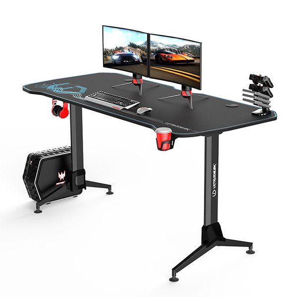 ULTRADESK herní stůl GRAND BLUE, 160x75 cm, 70-80 cm, 3 úrovne výšky, s XXL podložkou pod myš, držák sluchátek ULTRADESK herní stůl GRAND BLUE, 160x75 cm, 70-80 cm, 3 úrovne výšky, s XXL podložkou pod myš, držák sluchátek