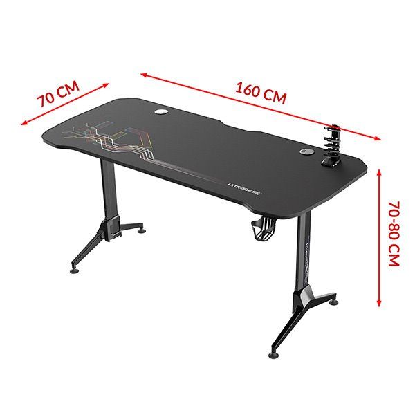 ULTRADESK herní stůl GRAND RED, 160x75 cm, 70-80 cm, 3 úrovne výšky, s XXL podložkou pod myš, držák sluchátek ULTRADESK herní stůl GRAND RED, 160x75 cm, 70-80 cm, 3 úrovne výšky, s XXL podložkou pod myš, držák sluchátek