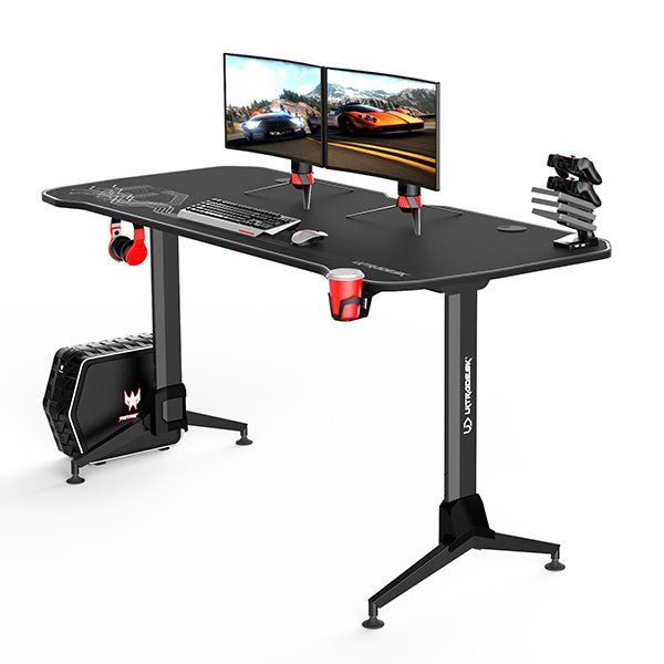 ULTRADESK herní stůl GRAND WHITE, 160x75 cm, 70-80 cm, 3 úrovne výšky, s XXL podložkou pod myš, držák sluchátek