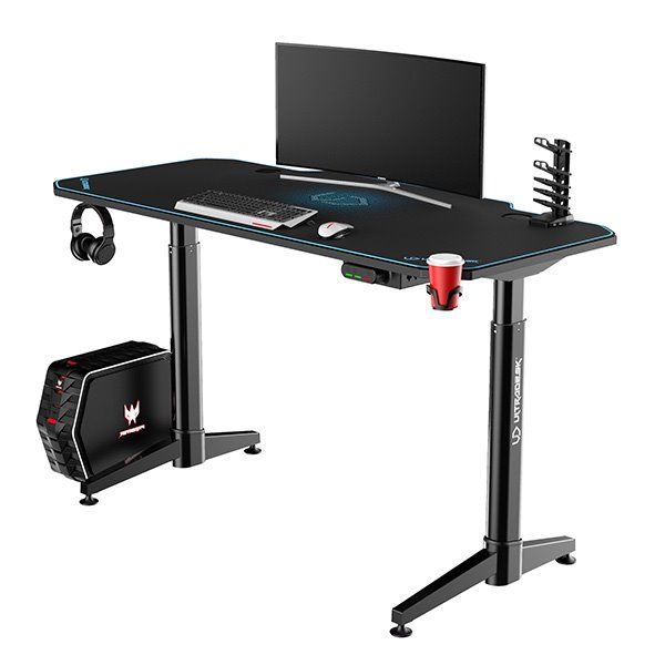 ULTRADESK herní stůl LEVEL BLUE, 140x66 cm, 72-124 cm, elektricky nastaviteľná výška, s XXL podložkou pod myš ULTRADESK herní stůl LEVEL BLUE, 140x66 cm, 72-124 cm, elektricky nastaviteľná výška, s XXL podložkou pod myš