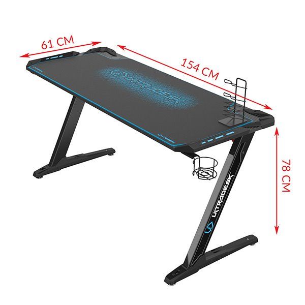 ULTRADESK herní stůl SPACE XXL BLUE, 154x61 cm, 78 cm, RGB podsvietenie s dotykovým panelom, s celoplošnou podložkou ULTRADESK herní stůl SPACE XXL BLUE, 154x61 cm, 78 cm, RGB podsvietenie s dotykovým panelom, s celoplošnou podložkou