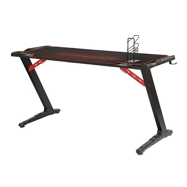 ULTRADESK herní stůl SPACE XXL RED, 154x61 cm, 78 cm, RGB podsvietenie s dotykovým panelom, s celoplošnou podložkou
