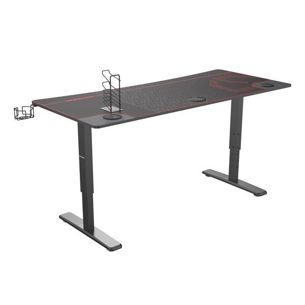 ULTRADESK herní stůl Ultradesk CRUISER RED, 160x70 cm, 66-82 cm, držák sluchátek, 3 otvory pre káble, výškovo nastavit ULTRADESK herní stůl Ultradesk CRUISER RED, 160x70 cm, 66-82 cm, držák sluchátek, 3 otvory pre káble, výškovo nastavit
