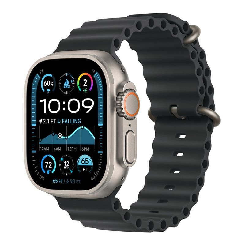 Apple Watch 49mm Black Ocean Band Extension - Natural Titanium Finish Apple Watch 49mm Black Ocean Band Extension - Natural Titanium Finish