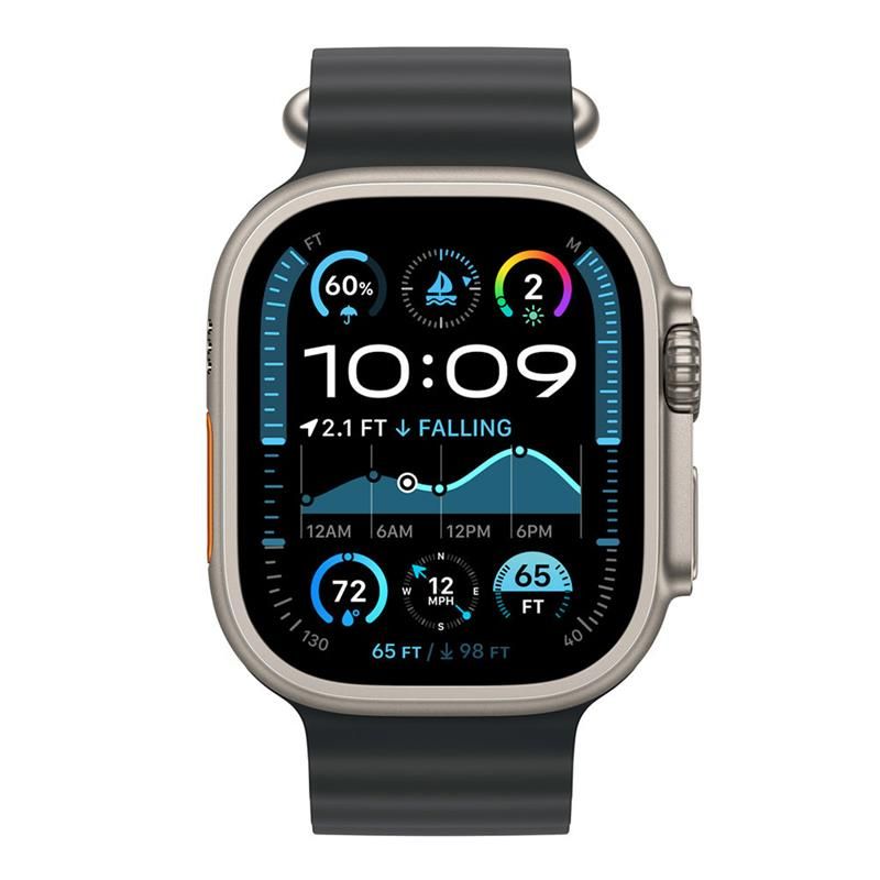 Apple Watch 49mm Black Ocean Band Extension - Natural Titanium Finish Apple Watch 49mm Black Ocean Band Extension - Natural Titanium Finish