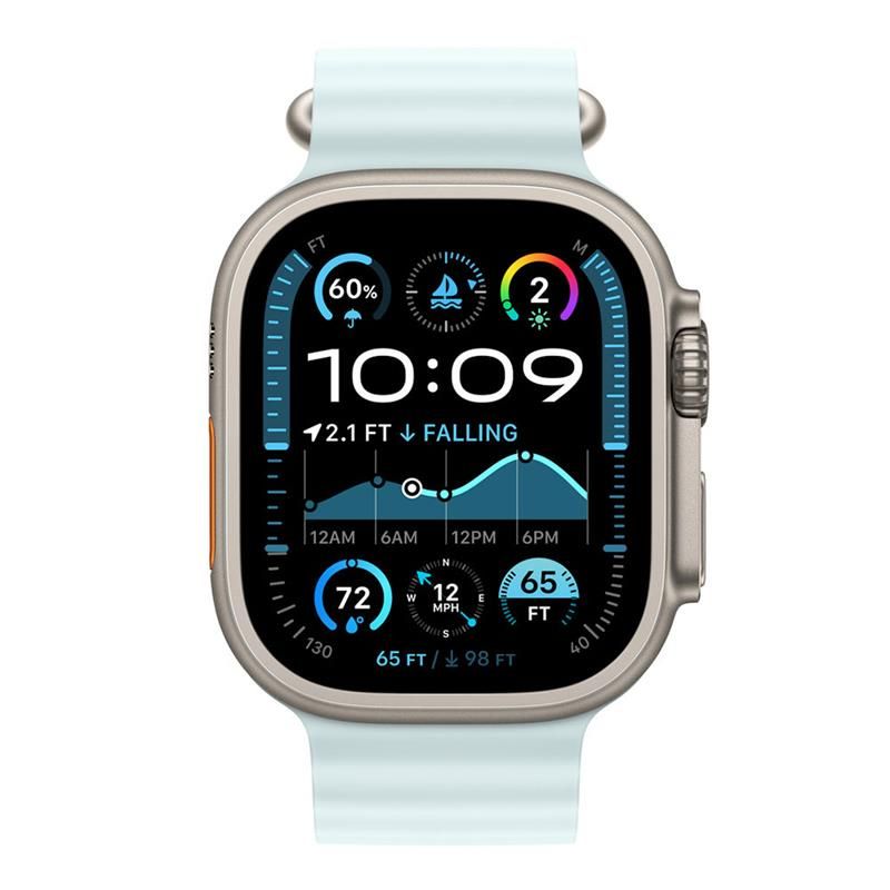 Apple Watch 49mm Ice Blue Ocean Band Extension - Natural Titanium Finish Apple Watch 49mm Ice Blue Ocean Band Extension - Natural Titanium Finish