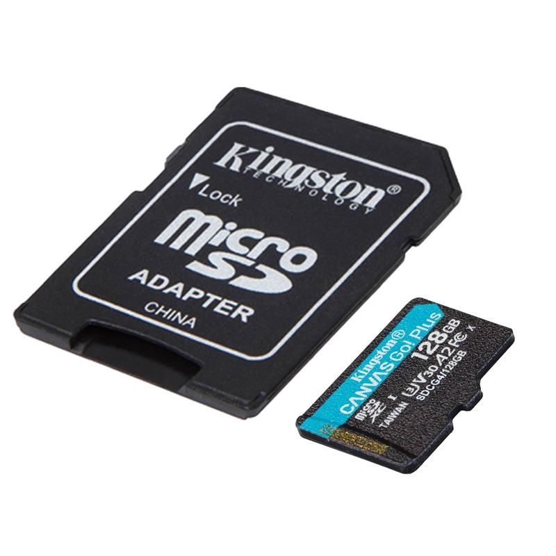 Kingston 128GB microSDXC Canvas Go Plus Gen4 200MB/s A2 U3 V30 + adaptér Kingston 128GB microSDXC Canvas Go Plus Gen4 200MB/s A2 U3 V30 + adaptér