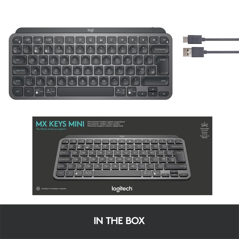 Logitech MX Keys Mini - bezdrátová podsvícená klávesnice, US - grafitová Logitech MX Keys Mini - bezdrátová podsvícená klávesnice, US - grafitová