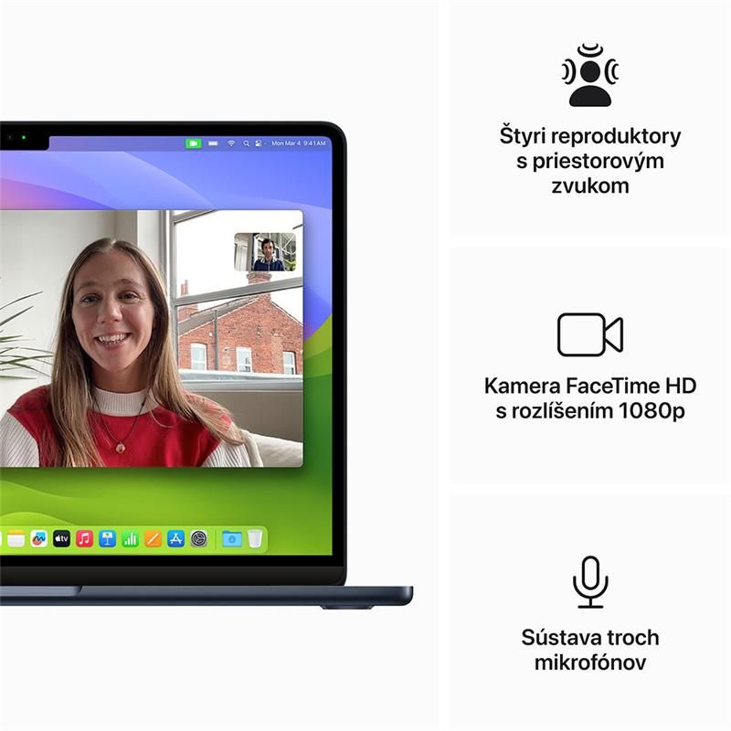 MacBook Air 13" Apple M3 8C CPU 8C GPU 8GB 256GB Polnočný SK *Vystavený*