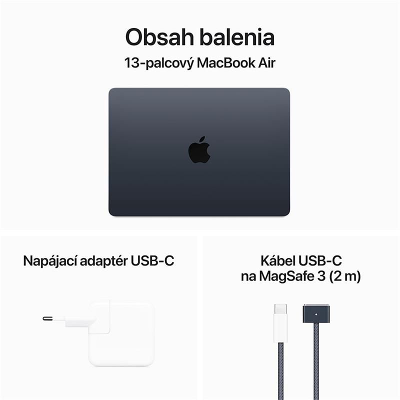 MacBook Air 13" Apple M3 8C CPU 8C GPU 8GB 256GB Polnočný SK *Vystavený*