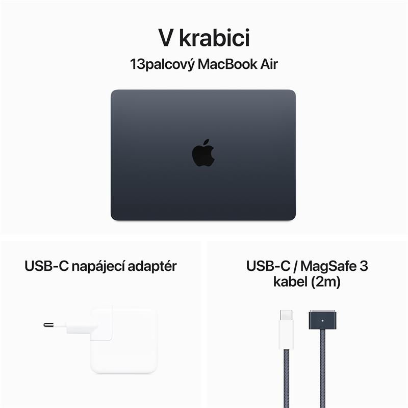 MacBook Air 13" Apple M3 8core CPU 10core GPU 16GB 512GB Temně inkoustový CZ MacBook Air 13" Apple M3 8core CPU 10core GPU 16GB 512GB Temně inkoustový CZ