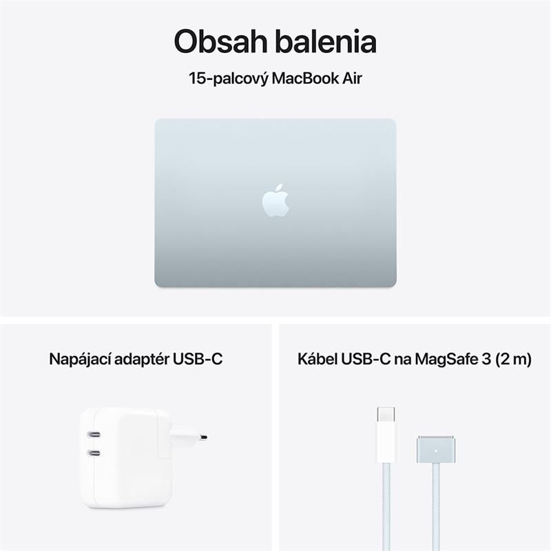 MacBook Air 15" Apple M4 10C CPU 10C GPU 24GB 512GB Nebeský modrý SK MacBook Air 15" Apple M4 10C CPU 10C GPU 24GB 512GB Nebeský modrý SK
