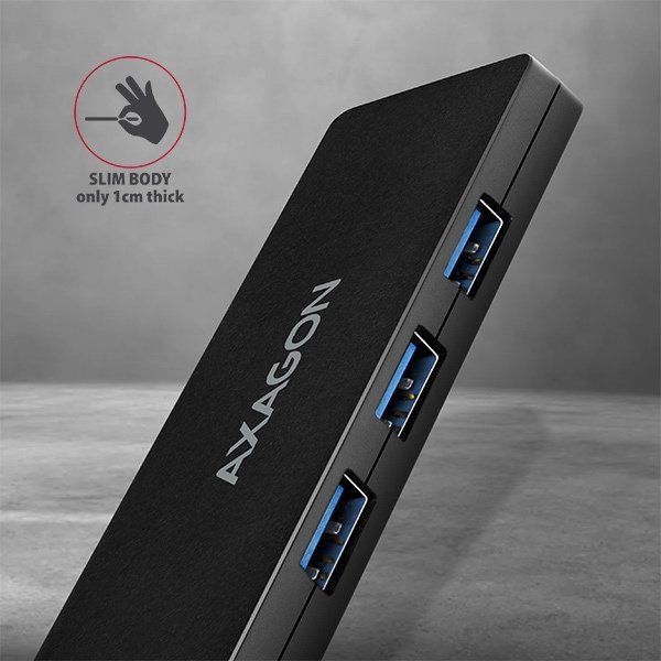 AXAGON HUE-G1A, 4x USB 3.2 Gen 1 SLIM hub, kabel Type-A 14 cm napevno AXAGON HUE-G1A, 4x USB 3.2 Gen 1 SLIM hub, kabel Type-A 14 cm napevno