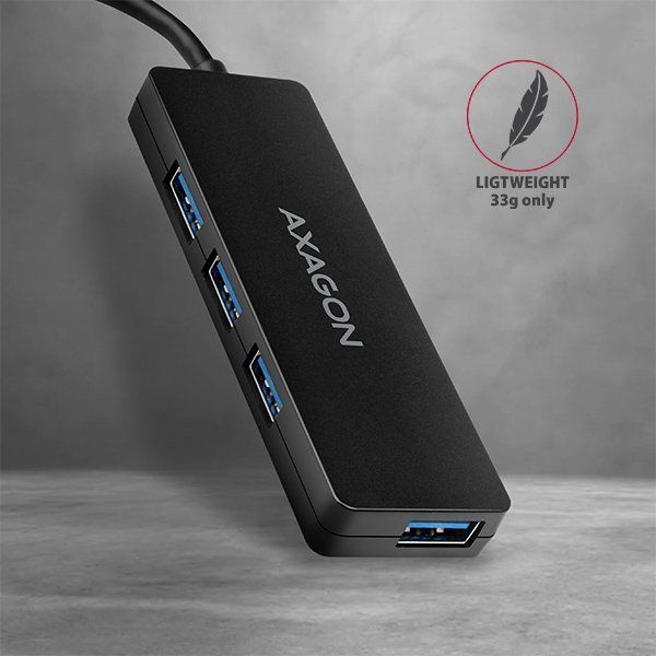 AXAGON HUE-G1A, 4x USB 3.2 Gen 1 SLIM hub, kabel Type-A 14 cm napevno AXAGON HUE-G1A, 4x USB 3.2 Gen 1 SLIM hub, kabel Type-A 14 cm napevno