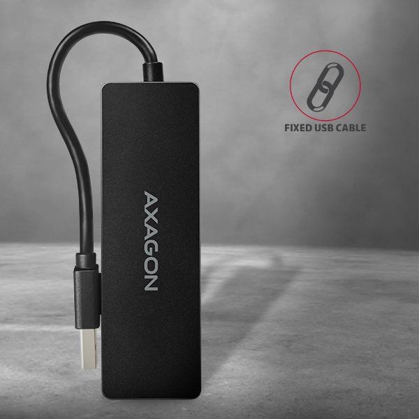 AXAGON HUE-G1A, 4x USB 3.2 Gen 1 SLIM hub, kabel Type-A 14 cm napevno AXAGON HUE-G1A, 4x USB 3.2 Gen 1 SLIM hub, kabel Type-A 14 cm napevno