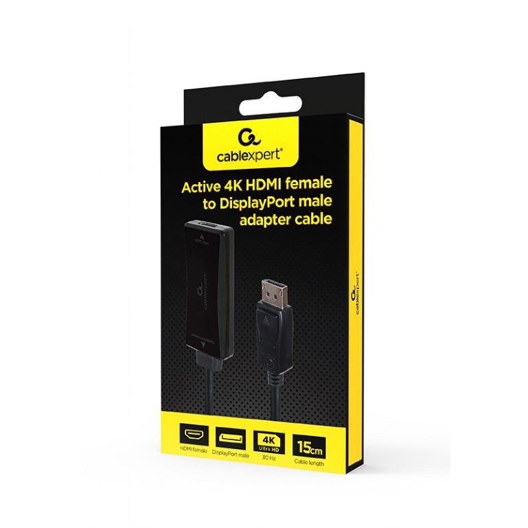 CABLEXPERT redukcia aktívna 4K 30Hz HDMI F/DisplayPort M, 0, 15 m CABLEXPERT redukcia aktívna 4K 30Hz HDMI F/DisplayPort M, 0, 15 m