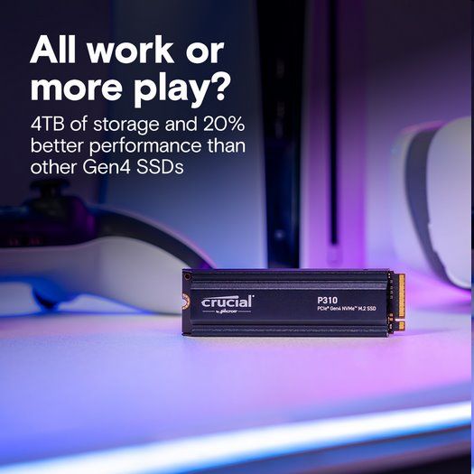 Crucial SSD P310 2TB M.2 NVMe Gen4 7100/6000 MBps with Heatsink (Playstation®5 and PlayStation®5 Pro compatible) Crucial SSD P310 2TB M.2 NVMe Gen4 7100/6000 MBps with Heatsink (Playstation®5 and PlayStation®5 Pro compatible)