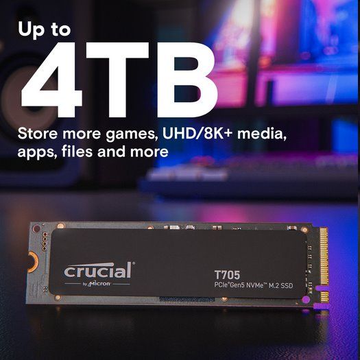 Crucial SSD T705 4TB M.2 NVMe Gen5 14100/12600 MBps Crucial SSD T705 4TB M.2 NVMe Gen5 14100/12600 MBps