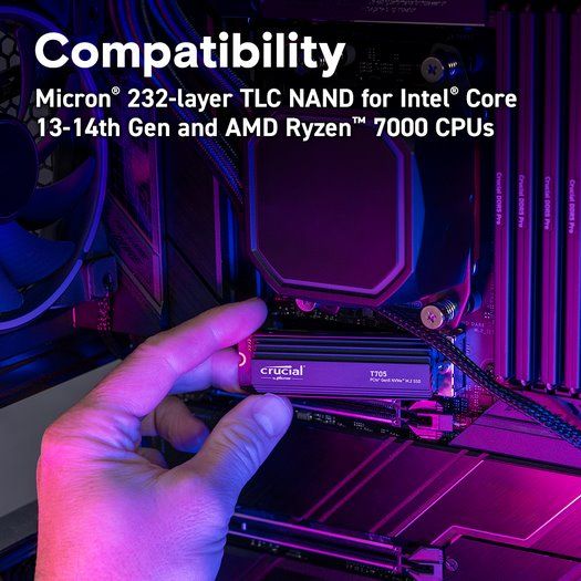 Crucial SSD T705 4TB M.2 NVMe Gen5 HeatSink 14100/12600 MBps Crucial SSD T705 4TB M.2 NVMe Gen5 HeatSink 14100/12600 MBps