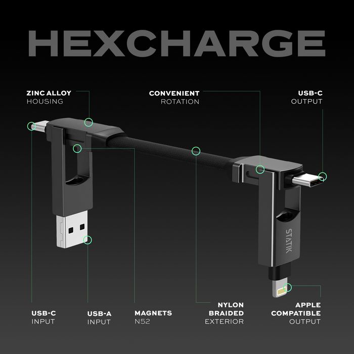 KeySmart Statik HexCharge - univerzálny USB kábel KeySmart Statik HexCharge - univerzálny USB kábel