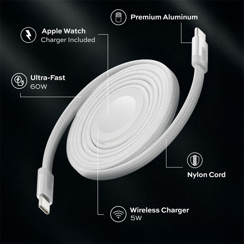 KeySmart Statik MagStack DUO, nabijačka pre Apple Watch + USB-C kábel, - biela (1,5m) KeySmart Statik MagStack DUO, nabijačka pre Apple Watch + USB-C kábel, - biela (1,5m)