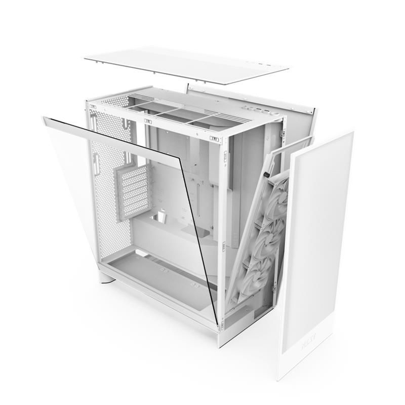 NZXT case H7 Flow / 2x 120 mm fan / tempered glass / mesh panel / white NZXT case H7 Flow / 2x 120 mm fan / tempered glass / mesh panel / white