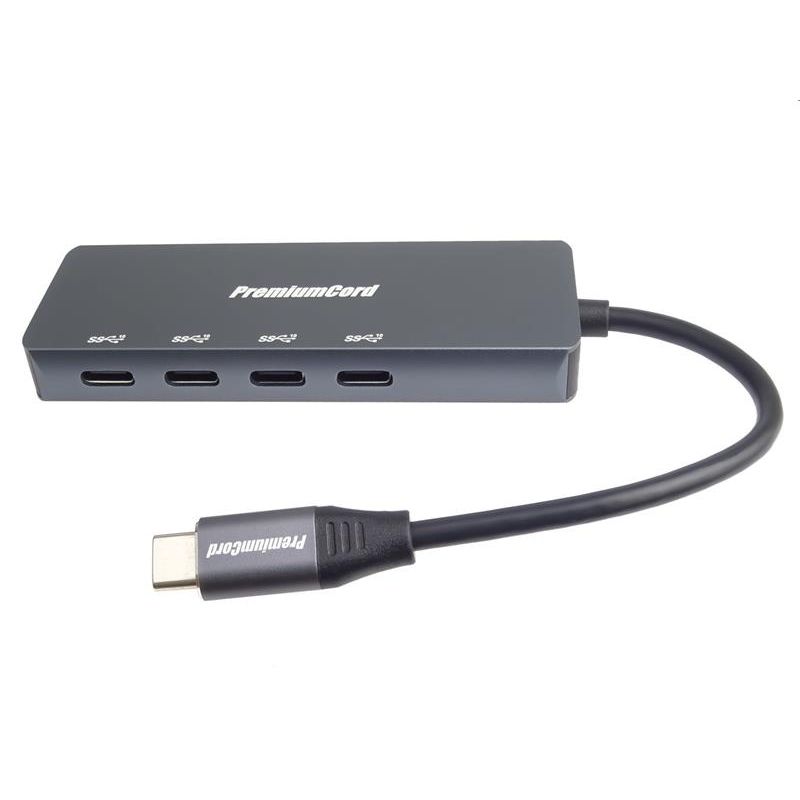 PremiumCord 5G SuperSpeed Hub USB-C na 4x USB 3.2 C Aluminum PremiumCord 5G SuperSpeed Hub USB-C na 4x USB 3.2 C Aluminum
