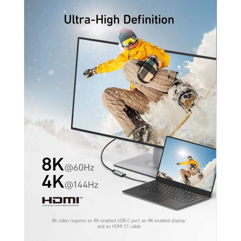 PremiumCord Adaptér USB-C na HDMI 8K @ 60Hz, 4K@144Hz Aluminium PremiumCord Adaptér USB-C na HDMI 8K @ 60Hz, 4K@144Hz Aluminium