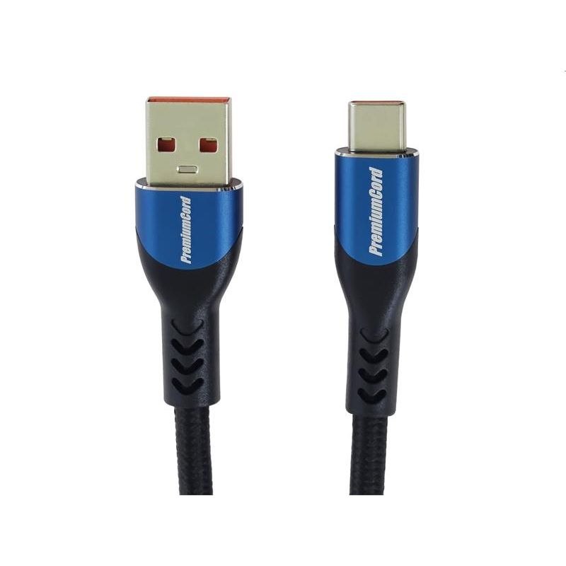 PremiumCord Kábel USB-C/M - USB 2.0 A/M, rýchle nabíjanie prúdom 5A, 1m PremiumCord Kábel USB-C/M - USB 2.0 A/M, rýchle nabíjanie prúdom 5A, 1m