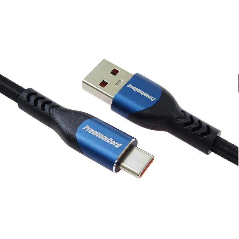 PremiumCord Kábel USB-C/M - USB 2.0 A/M, rýchle nabíjanie prúdom 5A, 1m PremiumCord Kábel USB-C/M - USB 2.0 A/M, rýchle nabíjanie prúdom 5A, 1m