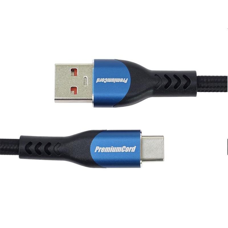PremiumCord Kábel USB-C/M - USB 2.0 A/M, rýchle nabíjanie prúdom 5A, 2m PremiumCord Kábel USB-C/M - USB 2.0 A/M, rýchle nabíjanie prúdom 5A, 2m