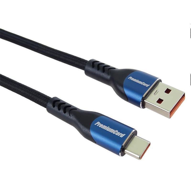 PremiumCord Kábel USB-C/M - USB 2.0 A/M, rýchle nabíjanie prúdom 5A, 2m PremiumCord Kábel USB-C/M - USB 2.0 A/M, rýchle nabíjanie prúdom 5A, 2m