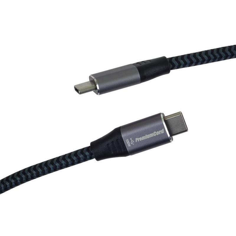 PremiumCord Kabel USB-C samec - USB-C samec, hliníkové krytky konektorov, bavlnený oplet, 2m PremiumCord Kabel USB-C samec - USB-C samec, hliníkové krytky konektorov, bavlnený oplet, 2m
