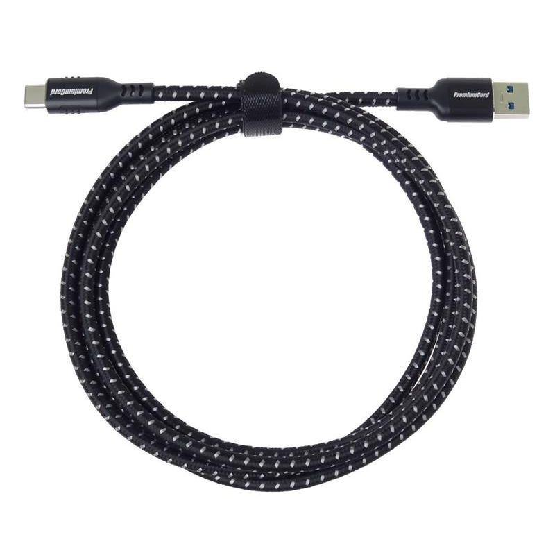 PremiumCord kábel USB-C - USB 3.0 A (USB 3.2 gen1, 3A, 5Gbit/s) bavlnený oplet a hliníkové konektory 1,5m PremiumCord kábel USB-C - USB 3.0 A (USB 3.2 gen1, 3A, 5Gbit/s) bavlnený oplet a hliníkové konektory 1,5m