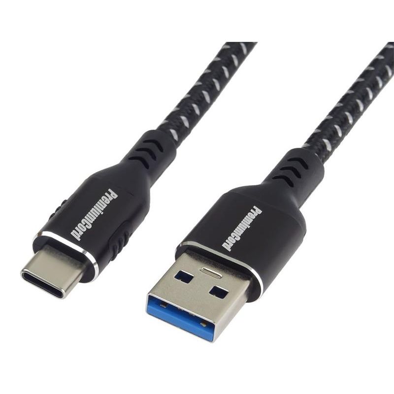 PremiumCord kábel USB-C - USB 3.0 A (USB 3.2 gen1, 3A, 5Gbit/s) bavlnený oplet a hliníkové konektory 1m PremiumCord kábel USB-C - USB 3.0 A (USB 3.2 gen1, 3A, 5Gbit/s) bavlnený oplet a hliníkové konektory 1m