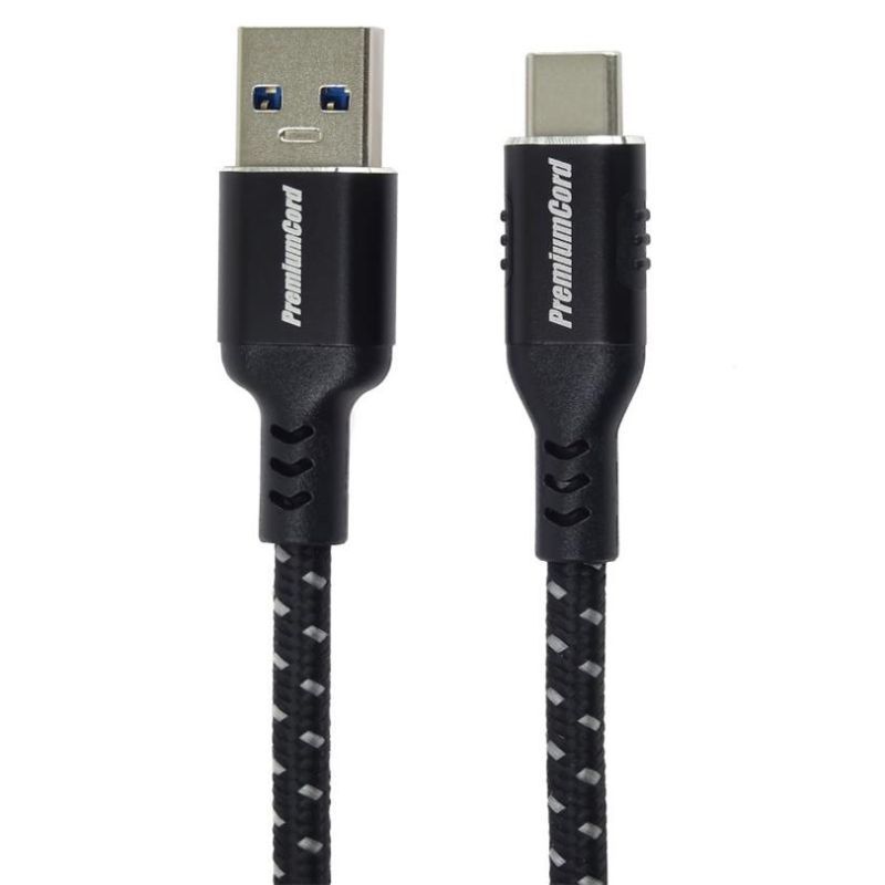 PremiumCord kábel USB-C - USB 3.0 A (USB 3.2 gen1, 3A, 5Gbit/s) bavlnený oplet a hliníkové konektory 1m PremiumCord kábel USB-C - USB 3.0 A (USB 3.2 gen1, 3A, 5Gbit/s) bavlnený oplet a hliníkové konektory 1m